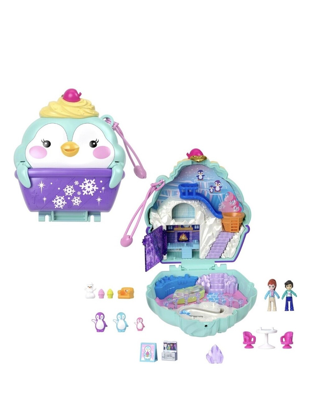 Polly Pocket Snow Sweet Penguin Compact with Micro Dolls and Accessories